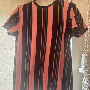 Women's pink/blue/yellow striped shirt